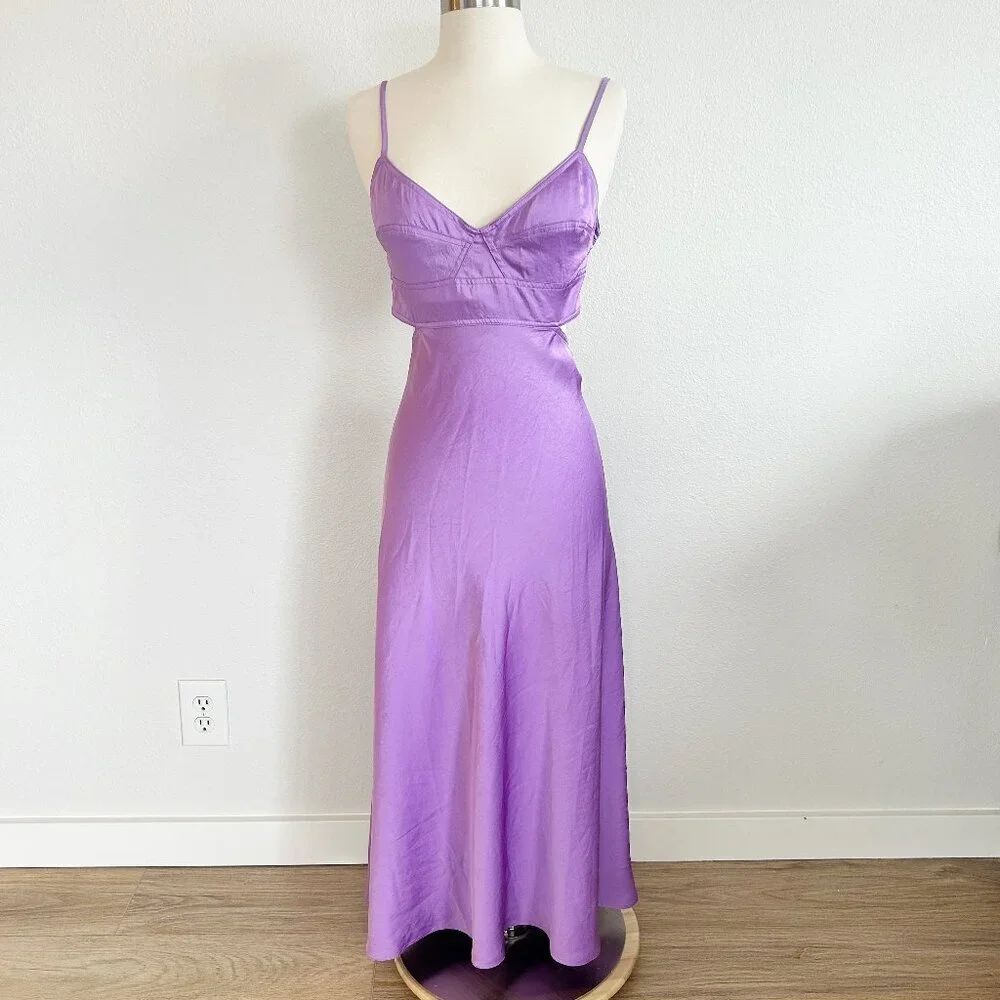 alc purple dress $695 A.L.C. Women's Waverly Printed High-Neck Silk Midi Size 00 This floor A.L.C. Blakely Cutout Dress. Purple